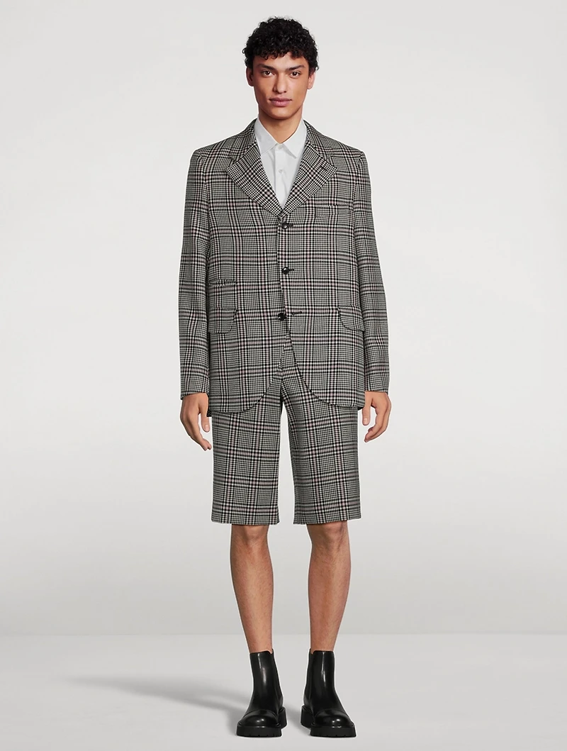 Wool Plaid Checked Shorts