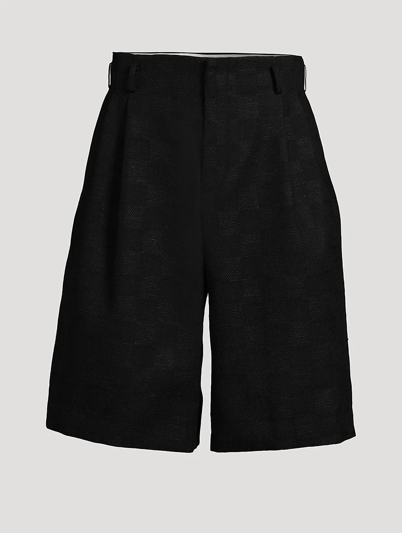 Wool And Silk Check Shorts