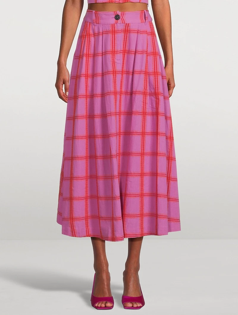 Tulay A-Line Midi Skirt Penny Plaid