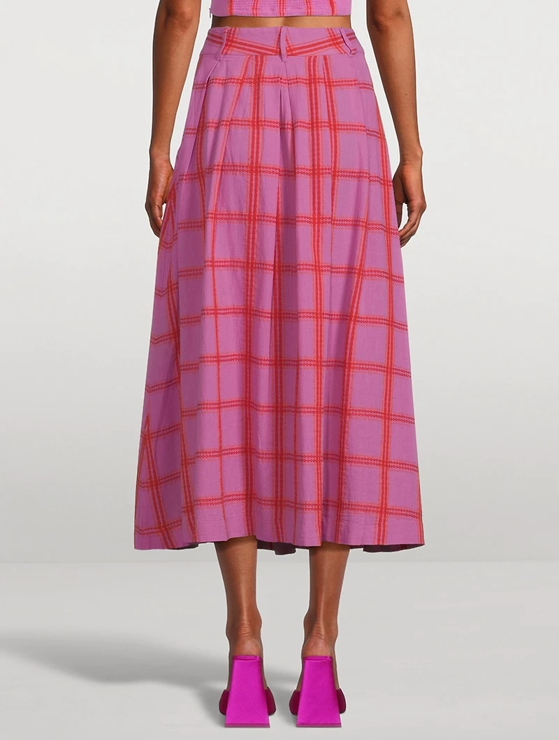 Tulay A-Line Midi Skirt Penny Plaid