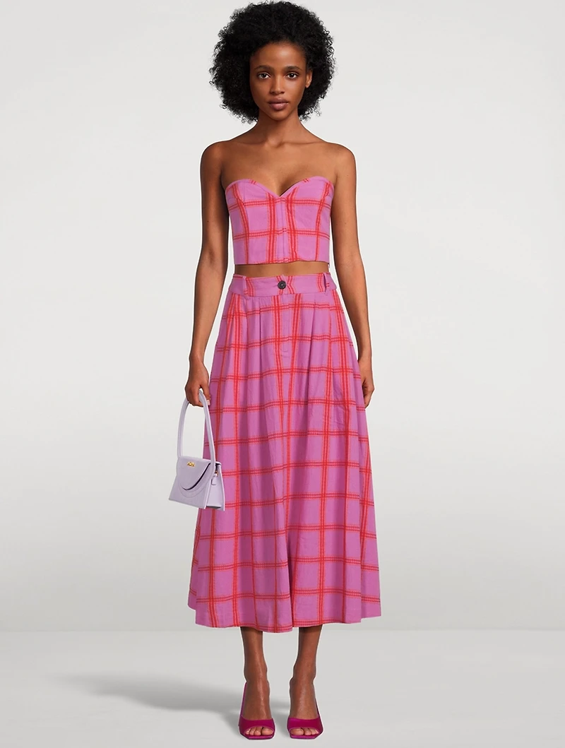 Tulay A-Line Midi Skirt Penny Plaid