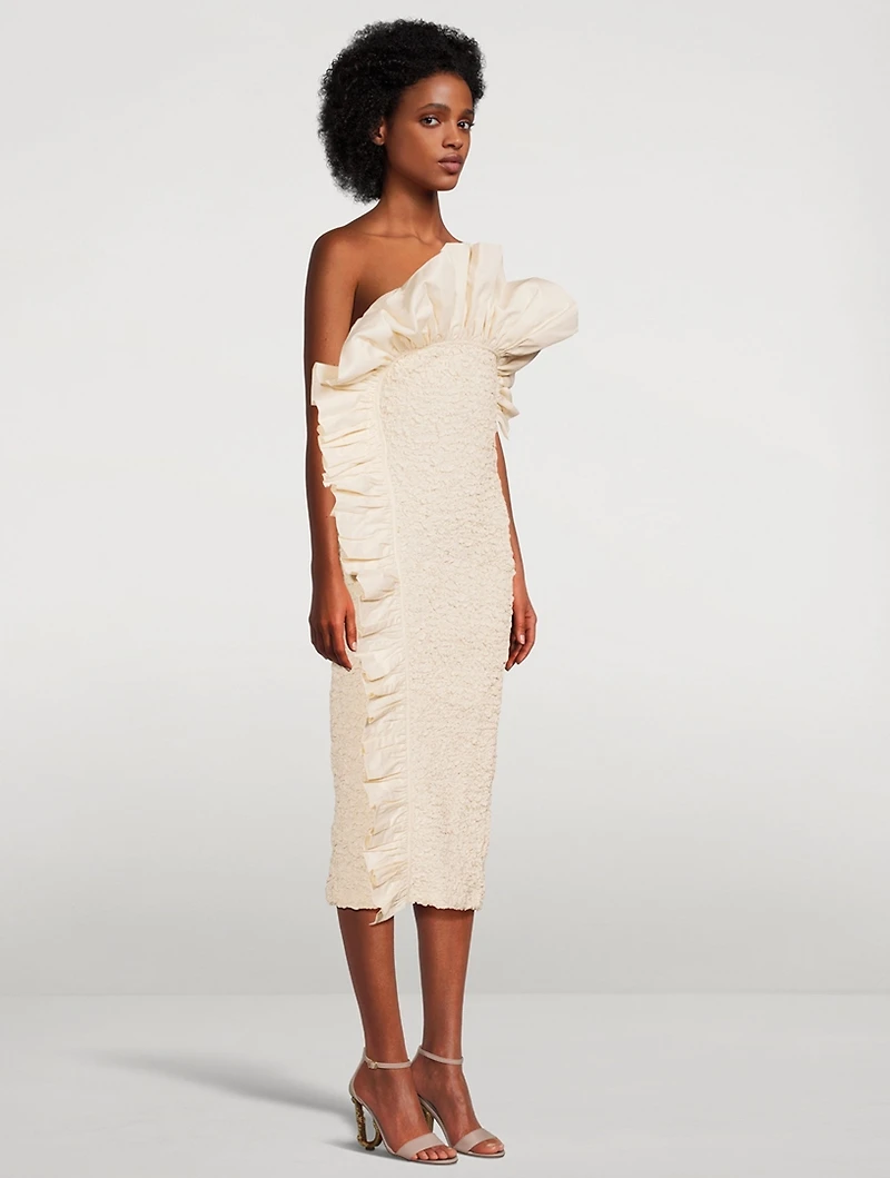 Kana Strapless Ruffle Midi Dress