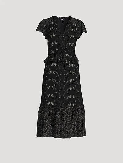 Talia Silk Midi Dress Floral Print