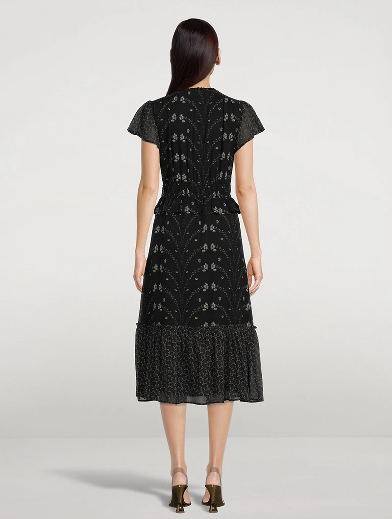 Talia Silk Midi Dress Floral Print