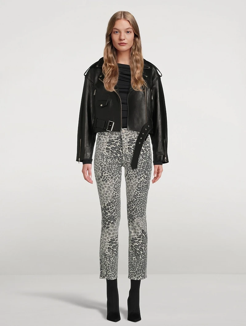 The Dazzler Straight-Leg Ankle Jeans Shadow Leopard Print