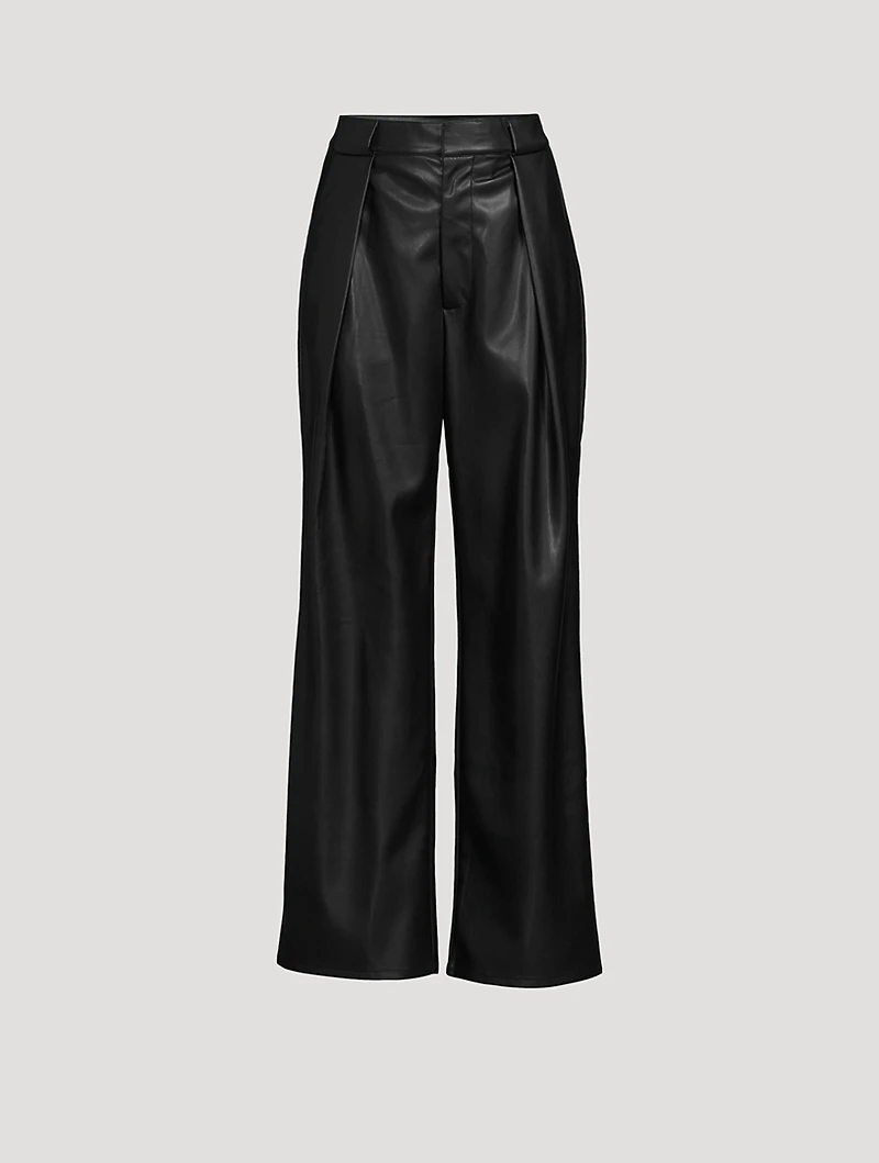 Tunnel Vision High-Waisted Pleated Faux Leather Pants