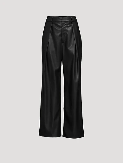 Tunnel Vision High-Waisted Pleated Faux Leather Pants