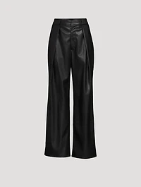Tunnel Vision High-Waisted Pleated Faux Leather Pants