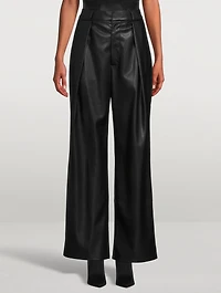 Tunnel Vision High-Waisted Pleated Faux Leather Pants