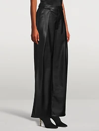 Tunnel Vision High-Waisted Pleated Faux Leather Pants