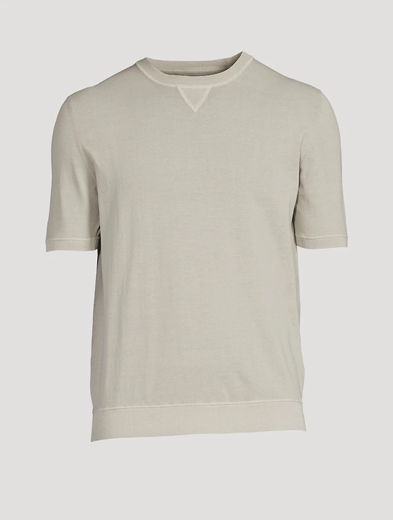 Cotton Short-Sleeve Sweater