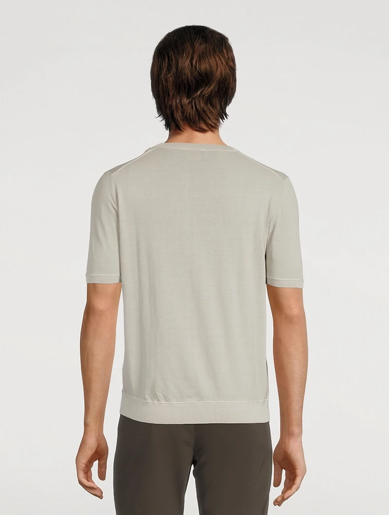 Cotton Short-Sleeve Sweater