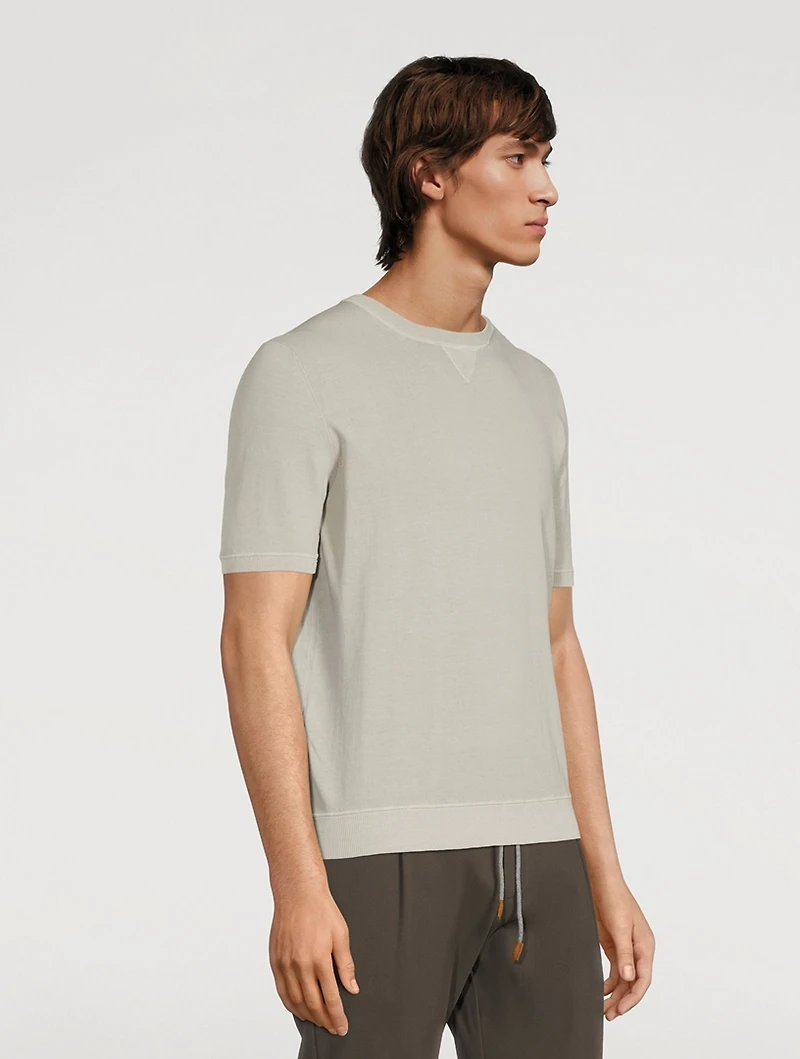 Cotton Short-Sleeve Sweater