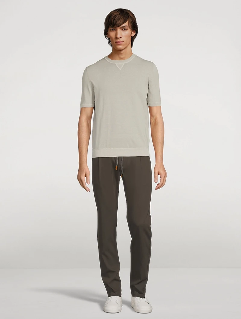 Cotton Short-Sleeve Sweater