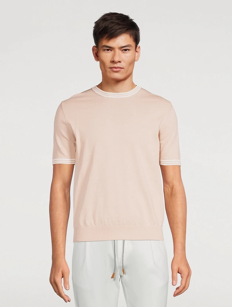 Cotton Short-Sleeve Sweater