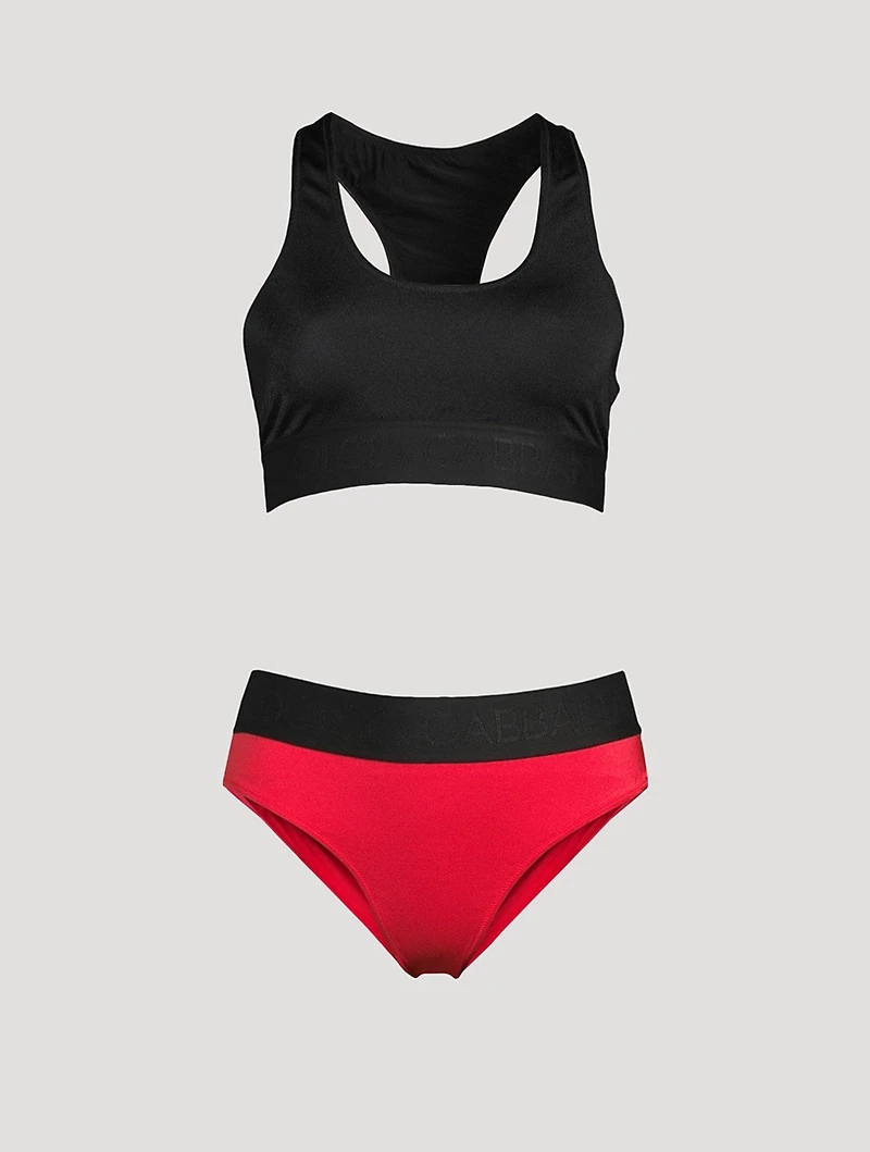 Two-Piece High-Leg Bikini Swim Set