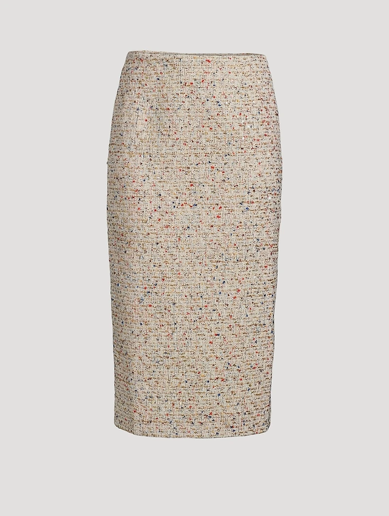 Sequin Tweed Pencil Skirt