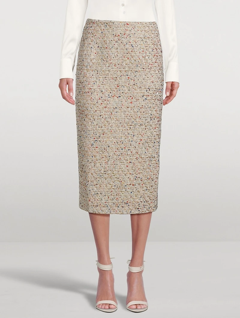 Sequin Tweed Pencil Skirt