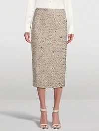 Sequin Tweed Pencil Skirt