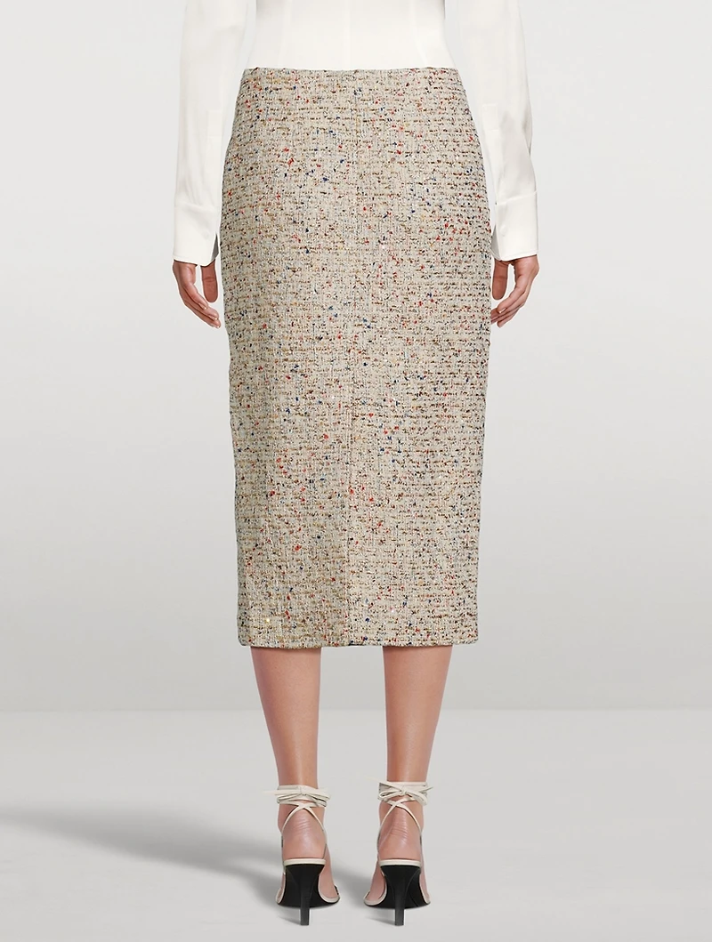 Sequin Tweed Pencil Skirt