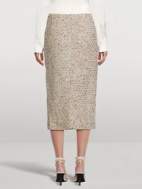 Sequin Tweed Pencil Skirt