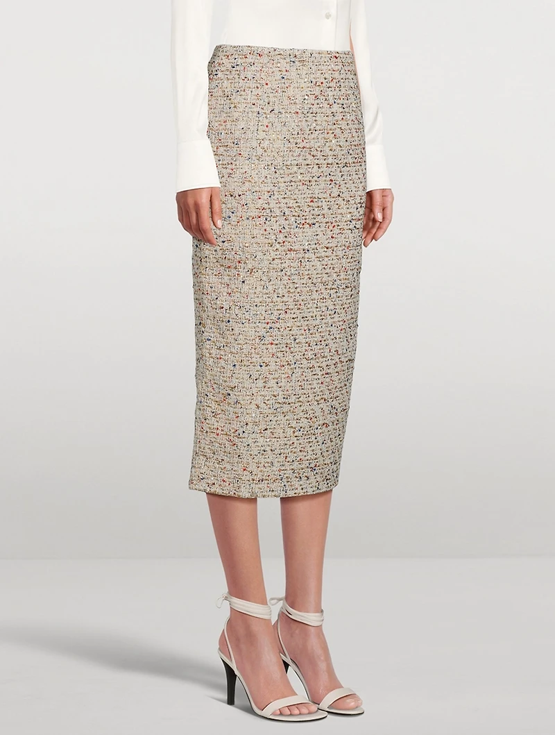 Sequin Tweed Pencil Skirt