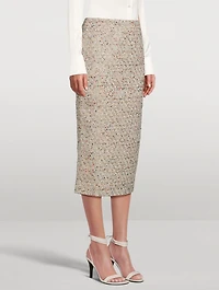 Sequin Tweed Pencil Skirt