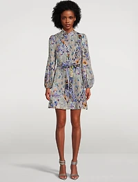 Tama Belted Linen Mini Shirt Dress Floral Print