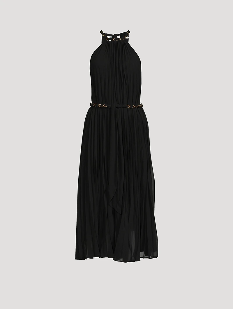 Sunray Pleat Halter Dress