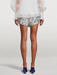 Tama Belted Linen Shorts Floral Print