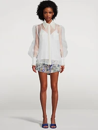 Tama Belted Linen Shorts Floral Print