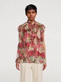 Wonderland Frilled Sleeveless Top Floral Print