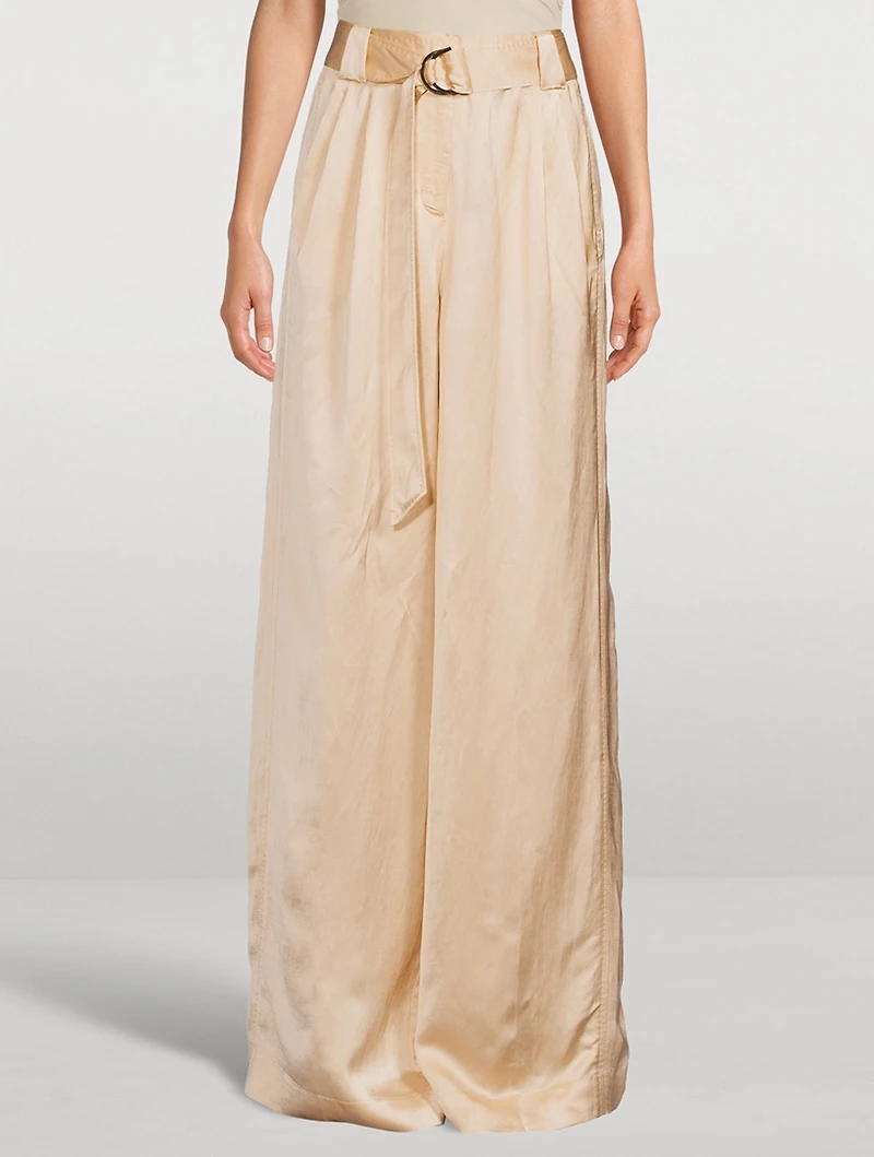 Wonderland Wide-Leg Satin Trousers