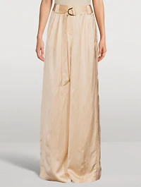Wonderland Wide-Leg Satin Trousers