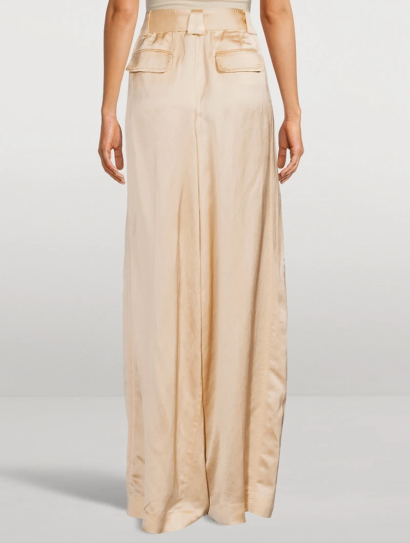 Wonderland Wide-Leg Satin Trousers