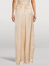 Wonderland Wide-Leg Satin Trousers