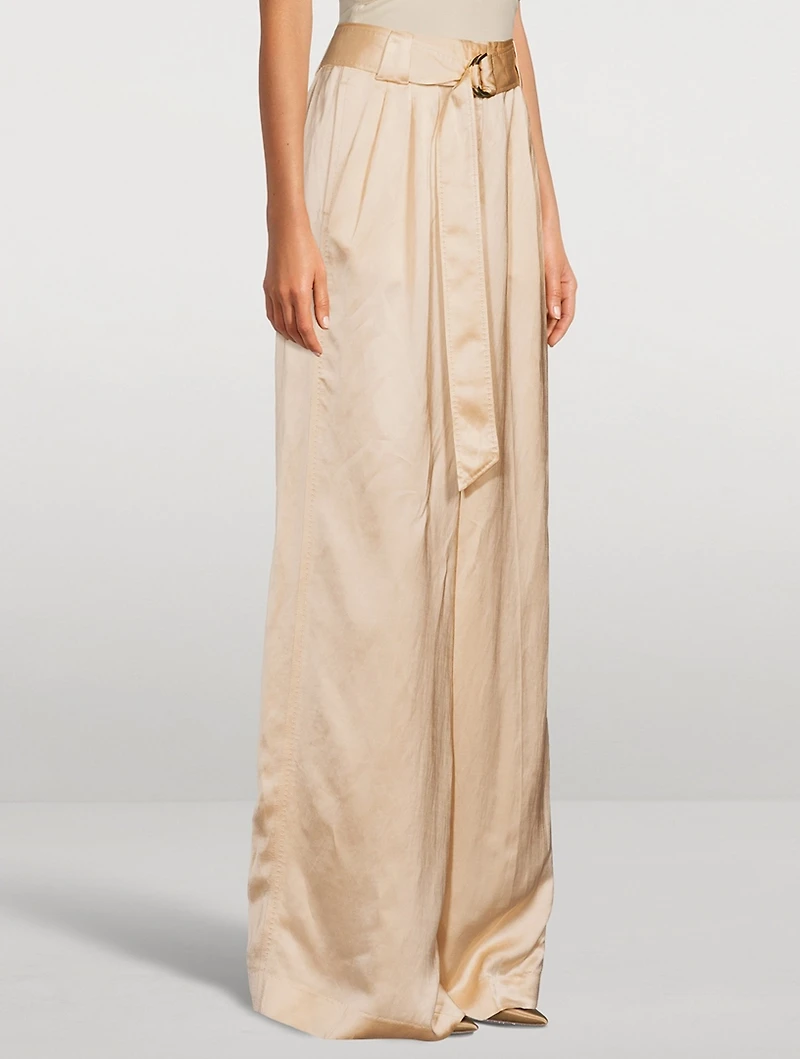 Wonderland Wide-Leg Satin Trousers