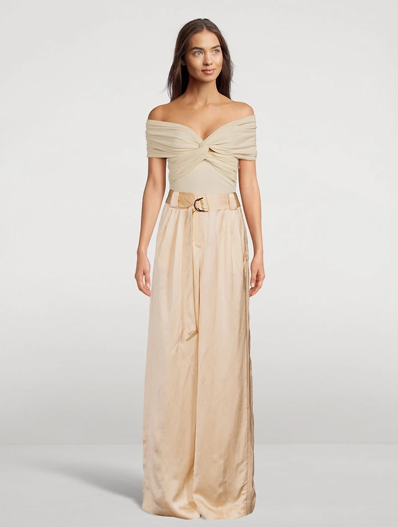 Wonderland Wide-Leg Satin Trousers