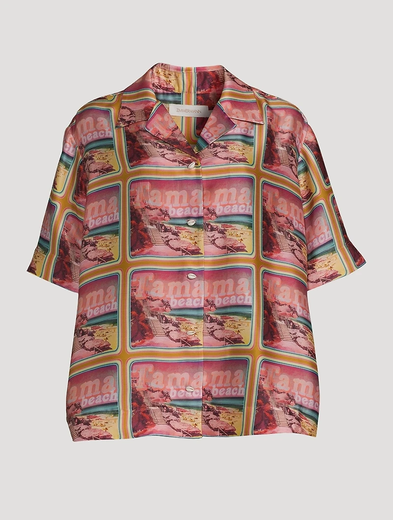 Wonderland Poster Silk Shirt Print