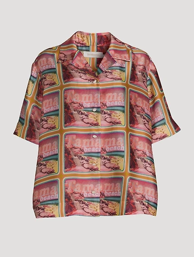 Wonderland Poster Silk Shirt Print