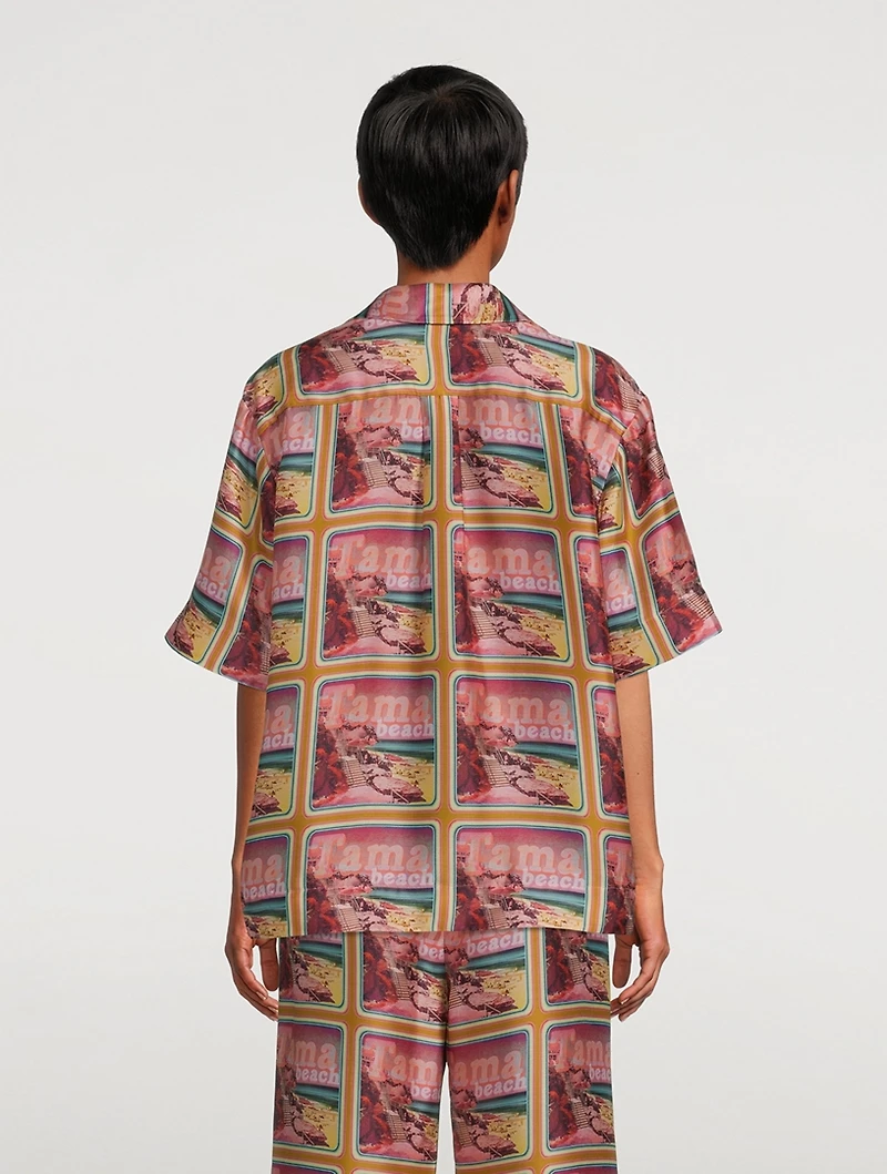 Wonderland Poster Silk Shirt Print