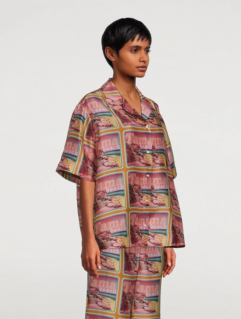 Wonderland Poster Silk Shirt Print