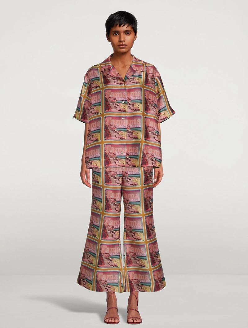 Wonderland Poster Silk Shirt Print