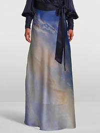 Tama Flared Maxi Skirt Sky Print