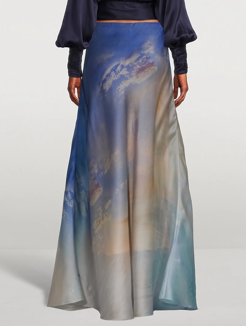 Tama Flared Maxi Skirt Sky Print
