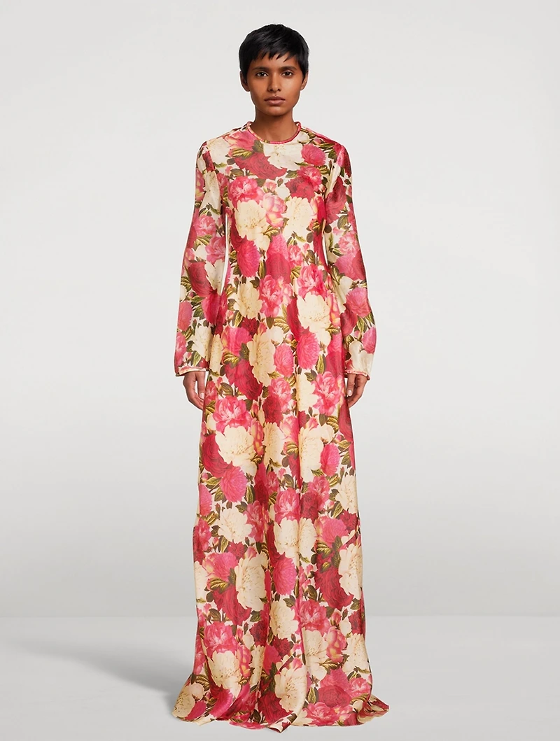 Wonderland Silk Bias Dress Floral Print