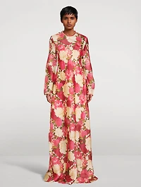 Wonderland Silk Bias Dress Floral Print