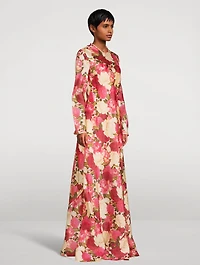 Wonderland Silk Bias Dress Floral Print