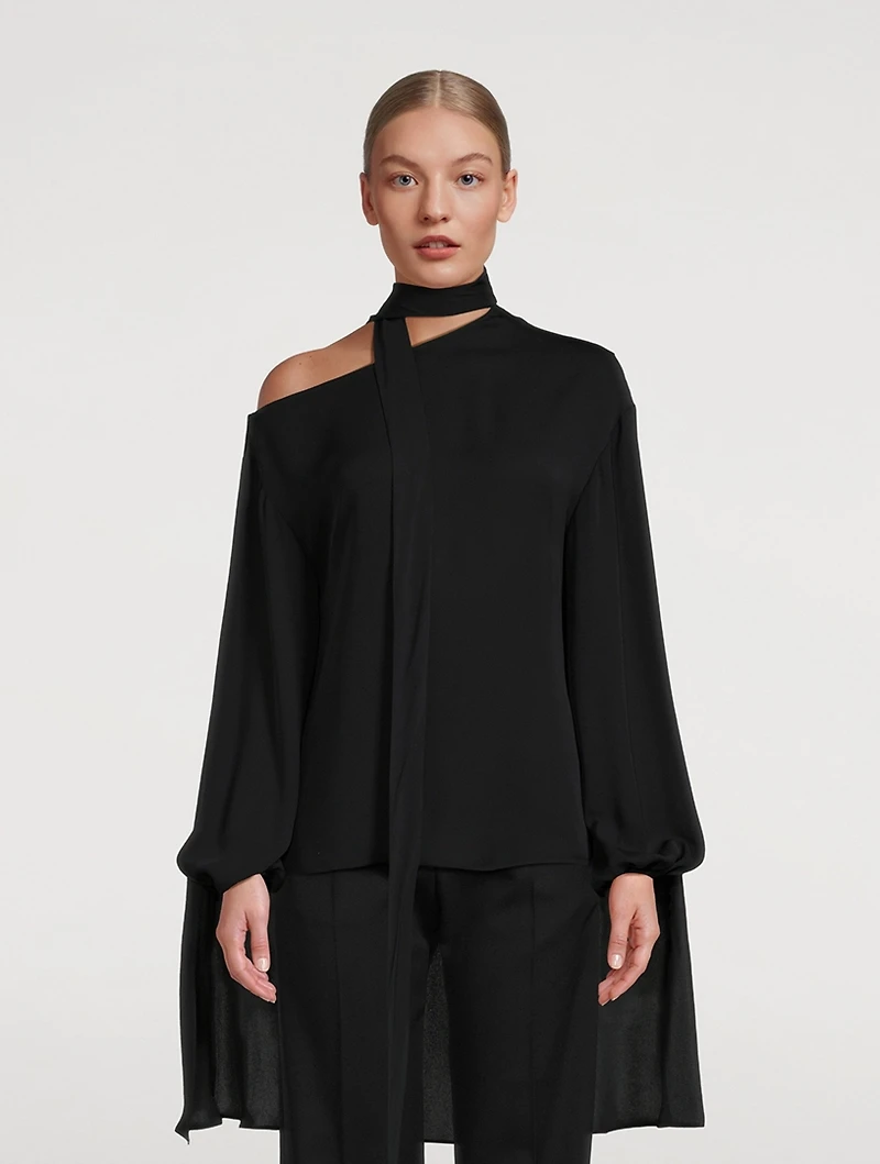 Asymmetric Silk Georgette Blouse