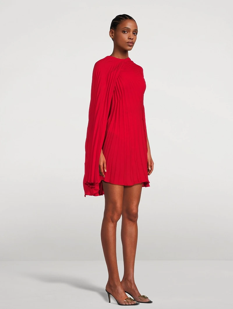 Plissé Silk Georgette Mini Dress